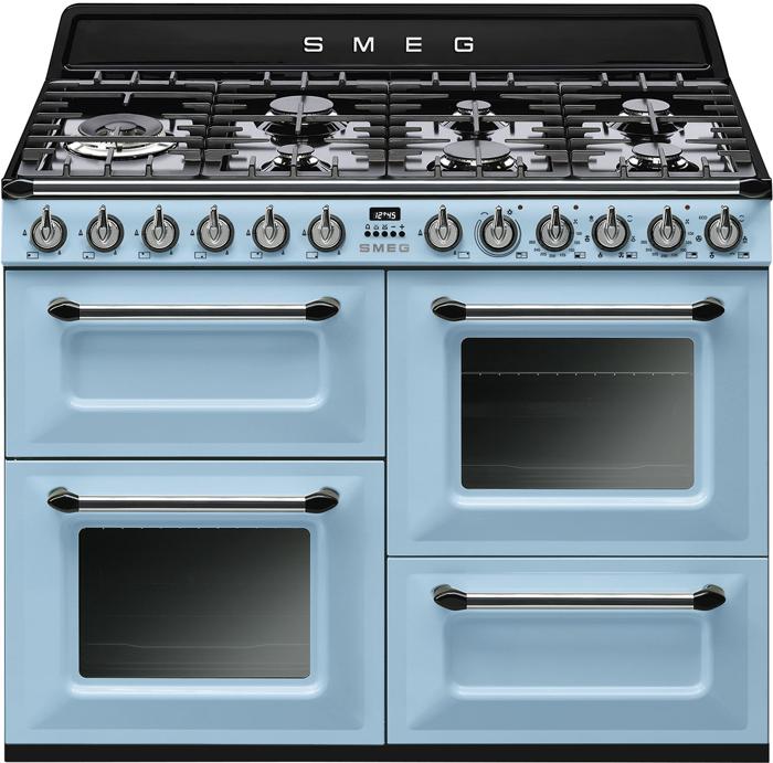 Smeg TR4110AZ 110cm Victoria Dual Fuel Range Cooker Pastel Blue