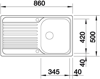 Blanco TOGA 45S 86cm Single Bowl Inset Sink Stainless steel