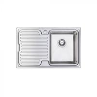 Carysil EM03/RHB (Right Hand Bowl) Deep Bowl Rhombus Compact Single Bowl & Drainer Inset Sink Brushed Steel