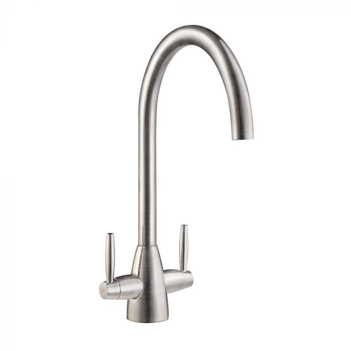 Carysil HS935B Twin lever Swan Neck Tap Brushed Steel