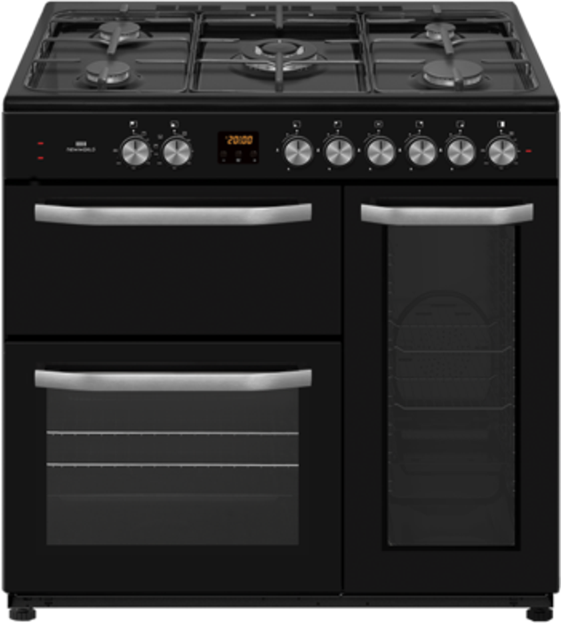 Newworld NW91DF3BL 90cm 3 Cavity Dual Fuel Range Cooker Black