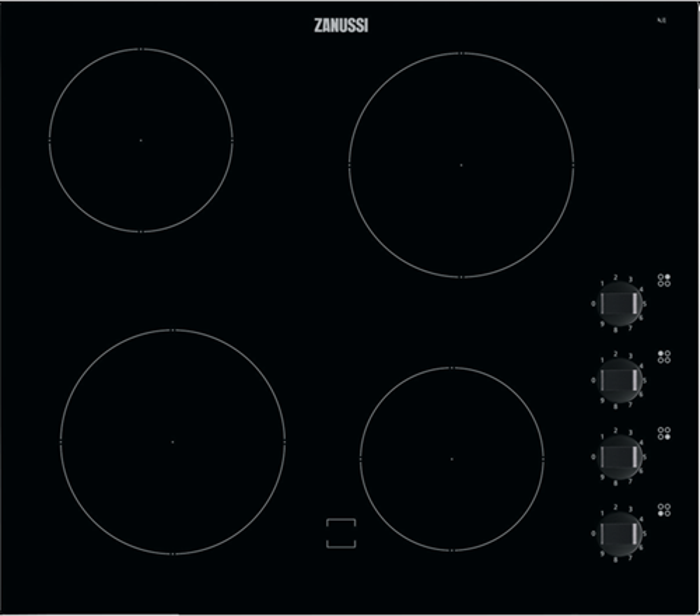 Zanussi Z6114IOK 4 Zone 59cm Ceramic Hob Black Glass