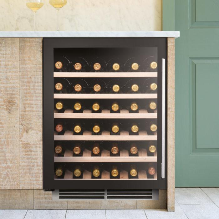 Caple WI6143 60cm Undercounter 1 x Zone cab sense 52 Wine Bottles Wine Cooler Black Glass