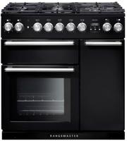 Rangemaster NEX90DFFBL/C Nexus 90 (104680) Dual Fuel Range Cooker Black ( Chrome Trim )