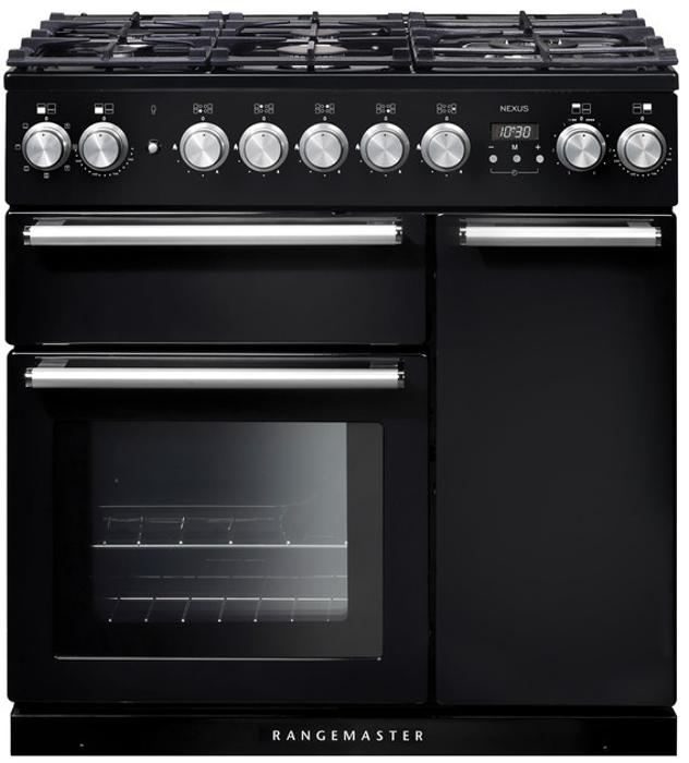 Rangemaster PROP90DFFGB/C Professional+ 90 ( 91630 ) Dual Fuel Range Cooker Black ( Chrome Trim )