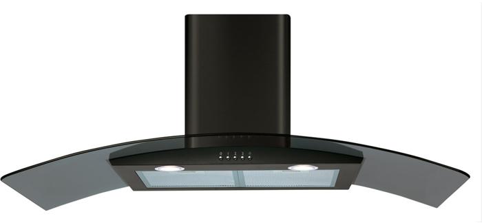 CDA ECP102BL  Curved glass extractor Hood Black