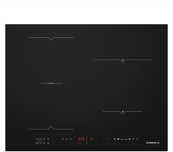 DeDietrich DPI7652B 65cm Dual Zoneless Induction Hob Black / Stainless Steel