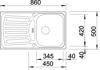 Blanco PLUS 45S ( 220536 ) 1 Bowl Inset Sink Brushed Steel