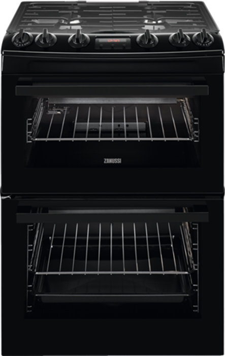 Zanussi ZCG63260BE 60cm Electric Grill 4 x Gas Burner Hob Freestanding Gas Cooker Black