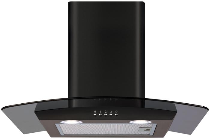 CDA ECP62BL 60cm Curved glass extractor Hood Black