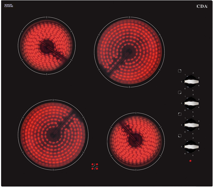CDA HC6211FR 4 x Zone Ceramic Hob Black