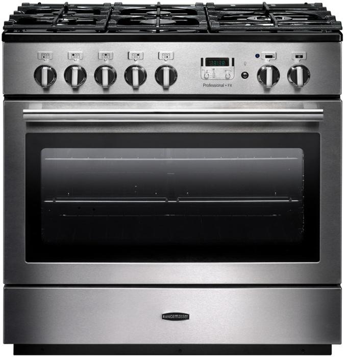 Rangemaster PROP90FXDFFSS/C Professional+ FX 90 Dual Fuel 89060 Dual Fuel Range Cooker Stainless Steel ( Chrome Trim )