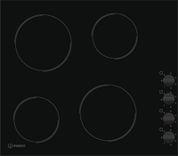 Indesit RI860C - 4 Zones Ceramic Hob with Lateral Knobs Control Ceramic Hob Black