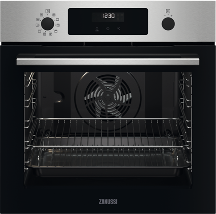 Zanussi ZOPNX6X2 Single Electric Oven + ZGNN645X 4 Burners Gas Hob - ( Oven and Hob Pack ) Stainless steel