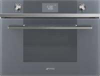 Smeg SF4102MCS Linea 45cm Compact Combi-Microwave Big LCD Built-in Microwave Silver