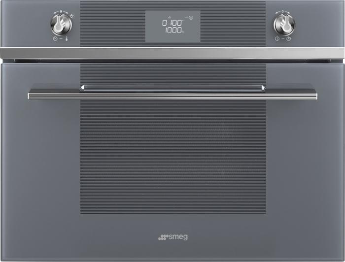 Smeg SF4102MCS Linea 45cm Compact Combi-Microwave  Big LCD Built-in Microwave Silver