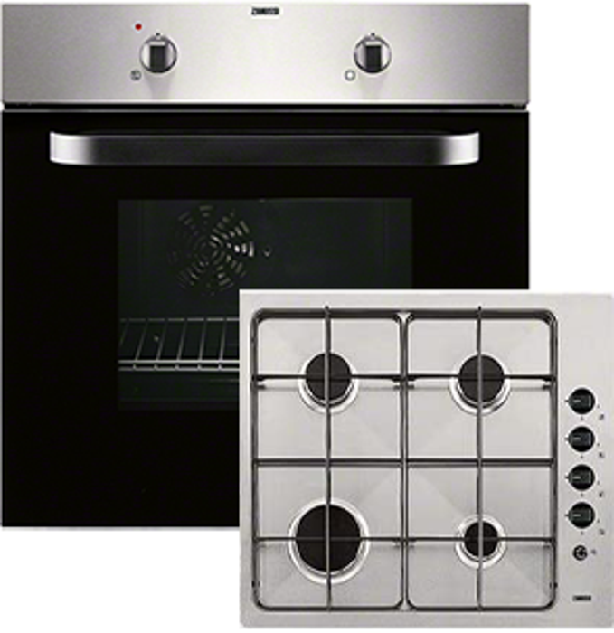 Zanussi ZPGF4030X Electric Fan Oven With 4 Burner Gas Hob ( Oven and Hob Pack ) Stainless steel