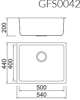 NS GFS0042 Single Bowl Undermount Sink Stainless steel
