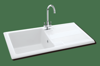 Carron Phoenix Shonelle 105 - 1.0 Bowl Ceramic Inset Sink White