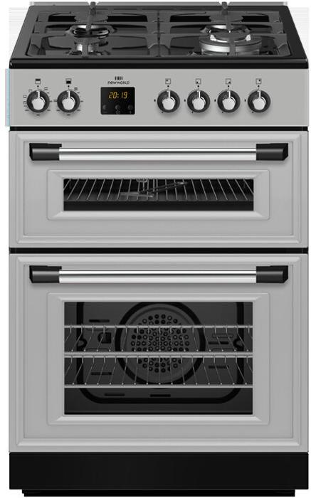 Newworld NWDFMRST 60cm Double Oven Freestanding Dual Fuel Cooker Stainless steel