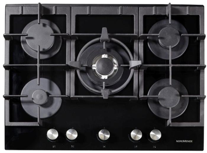 Nordmende HGX703BGL 70cm Cast Iron Pan Supports Gas Hob Black
