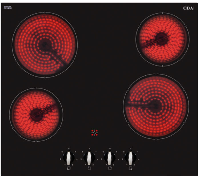 CDA HC6311FR Four zone ceramic hob Ceramic Hob Black