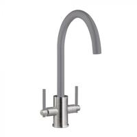 Carysil HS945B-GR Twin Lever Mixer Tap Grey / Brushed