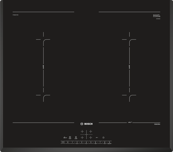 Bosch PVQ651FC5E 60cm Surface mount without frame Serie | 6 Induction Hob Black