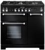 Rangemaster KCH90NGFBL/C 90cm Kitchener 90 NG ( 116750 ) Gas Range Cooker Black ( Chrome Trim )