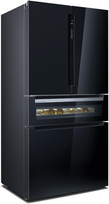 Siemens KF96RSBEA iQ700 French Door Bottom Mount Glass door Nofrost American Style Fridge Freezer Black