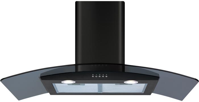 CDA ECP92BL Curved glass extractor Hood Black