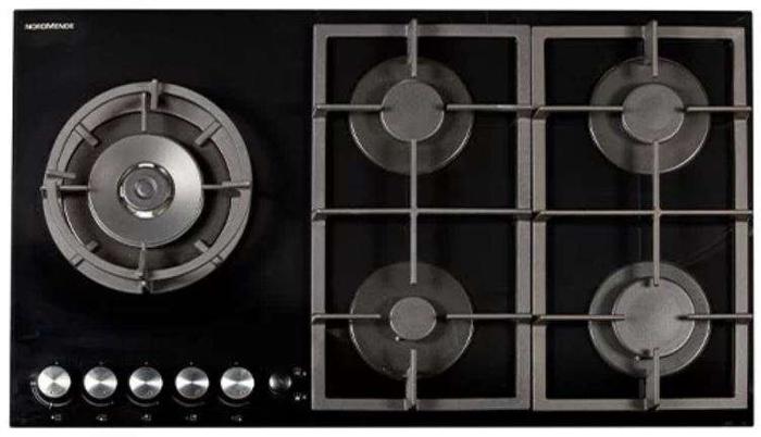 Nordmende HGX904BGL 90cm 5 Burner Gas On Glass Gas Hob Black Glass