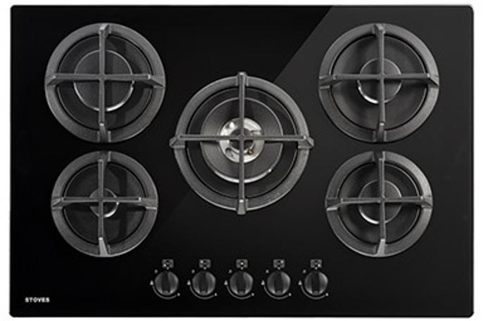 Stoves ST GTG75C 75cm 5 Gas Burners Cast Iron Pan Supports ( 444410196 ) Gas Hob Black