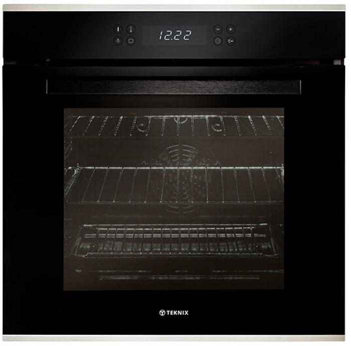 Teknix SCS63PX Single Electric Oven + SCGH91X 5 Burner Gas Hob ( Oven and Hob Pack ) Black / Stainless Steel