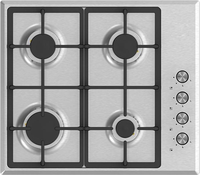 Prima PRGH108 60cm 4 Burner Cast Iron Pan supports Gas Hob Stainless steel
