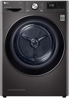 LG FDV909B 9kg Eco Hybrid™ Heat Pump Freestanding Dryer Black Steel