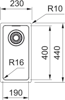 Franke MRX 110-19 Maris 230x440mm ( MRX11019 ) Undermount Sink Stainless steel