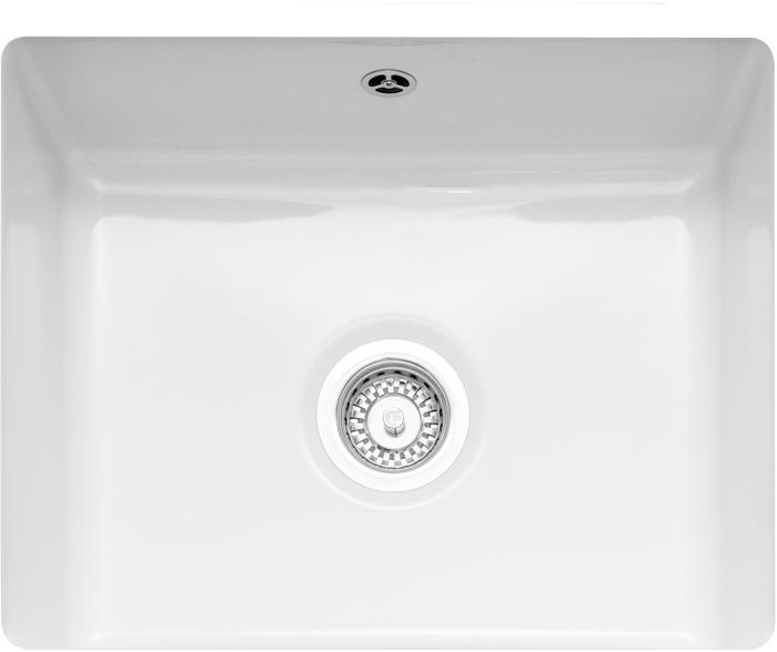 Caple Ettra ETT600U Single Bowl Ceramic with CPK501 Waste & Overflow kit Undermount Sink White