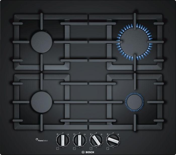 Bosch PPP6A6B90 Series 6, 60 cm, Tempered glass Gas Hob Black