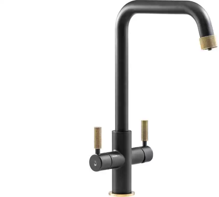 Abode Industria 3 IN 1 Monobloc PT1197 M Boiling Water Tap Matt Black & Antique Brass
