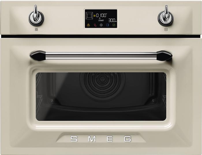 Smeg SO4902M1P 45cm Compact Combi 45cm Victoria Combi Built-in Microwave Cream