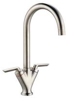 Prima BPR1058 Dual  Lever V Shape Mixer Tap Brushed Steel
