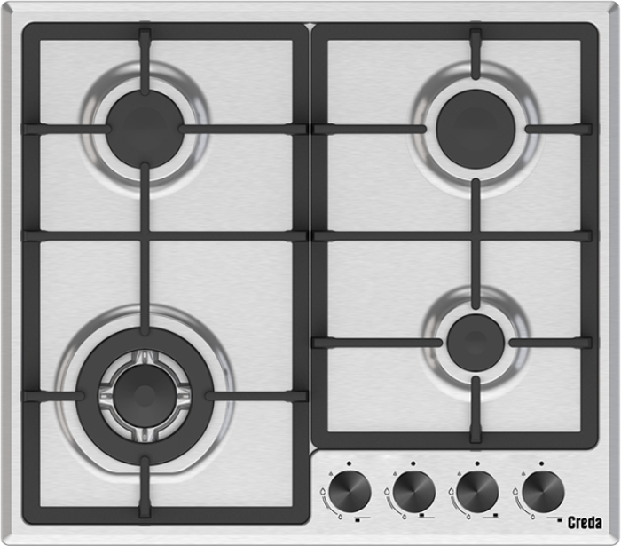 Creda C60GFCWX 60cm inc Wok Burner Cast Pan Stands Gas Hob Stainless steel