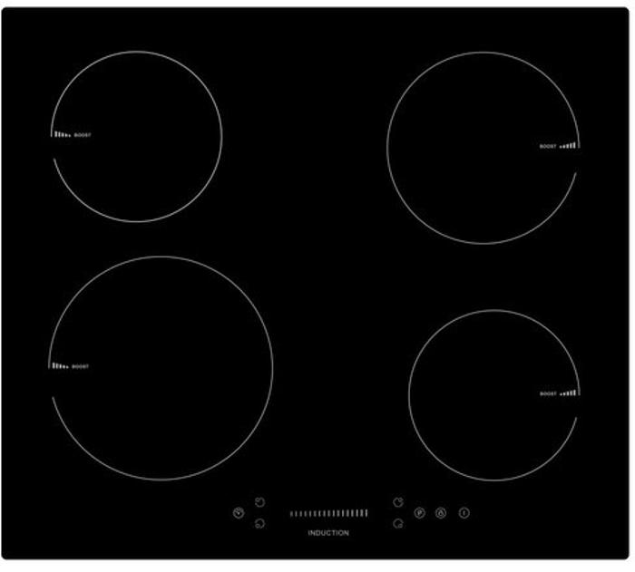 Teknix SCIH6PISL 60cm Slider Touch Plug in & Go 4 Zones Induction Hob Black