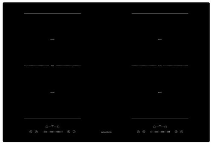 Teknix SCIH77SL 77cm Slider touch control 4 Zones Induction Hob Black