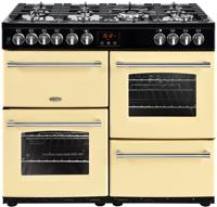 Belling Farmhouse 100DFT  7 burner gas hob 444444135 Dual Fuel Range Cooker Cream