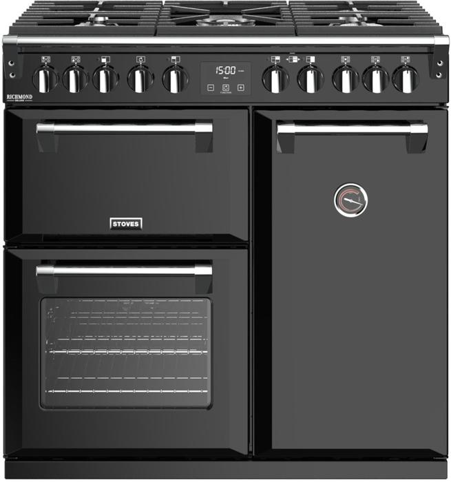 Stoves Richmond Deluxe S900DF 444444897 90cm 5 Burner Gas Hob Dual Fuel Range Cooker Black