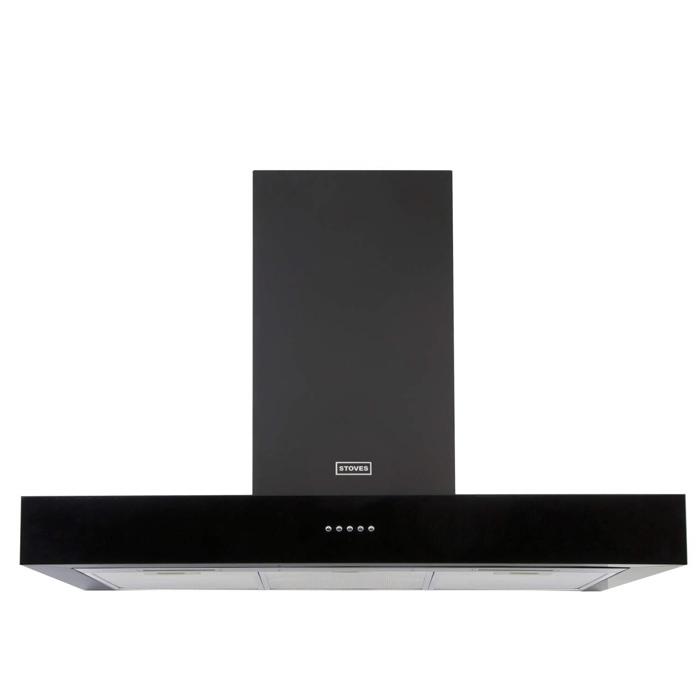 Stoves S1000 Sterling Flat 100cm Wide Chimney 444442858 ( Tatty packaging ) Hood Black