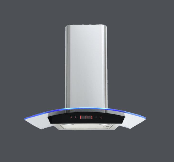 De Santii DS70TCCG3C Wall Curved Glass Chimney Hood Stainless steel