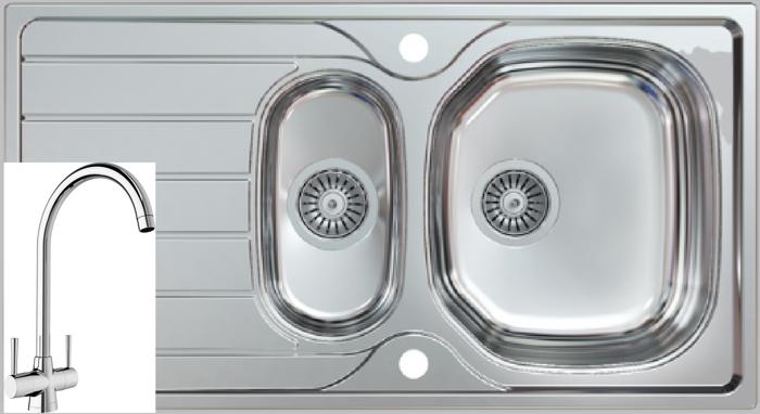 1810 BILANCIODUO 965I REV 1.5 Bowl + Blanco Max Tap /432 ( Sink and Tap ) Stainless steel